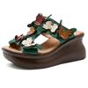 Fashion GKTINOO Genuine Leather Summer Shoes Women Slippers Wedges Outside Slides Flowers 2025 New Handmade Concise Ladies Slippers