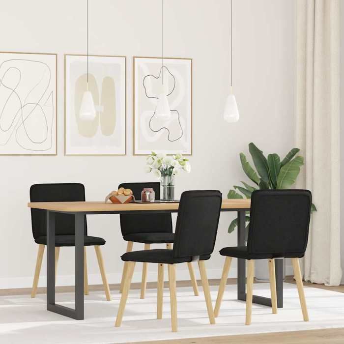 VidaXL Chaises à manger lot de 4 noir tissu, chaise, chaise de salon, chaise d'accent, chaise de cuisine, siège de salle à 3315322