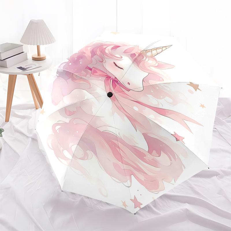 

Unicorn Fantasy: Automatic Opening/Closing Umbrella with 3-Fold Design and Iron Frame - Perfect for Outdoor Use, Festive Gifts, Travel, Dail