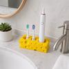 Toothbrush Holder, 3-Hole Partitioned Storage, Creative Cheese Shape Organizer, with Hollow Drainage Structure Stand for Electric Toothbrushes