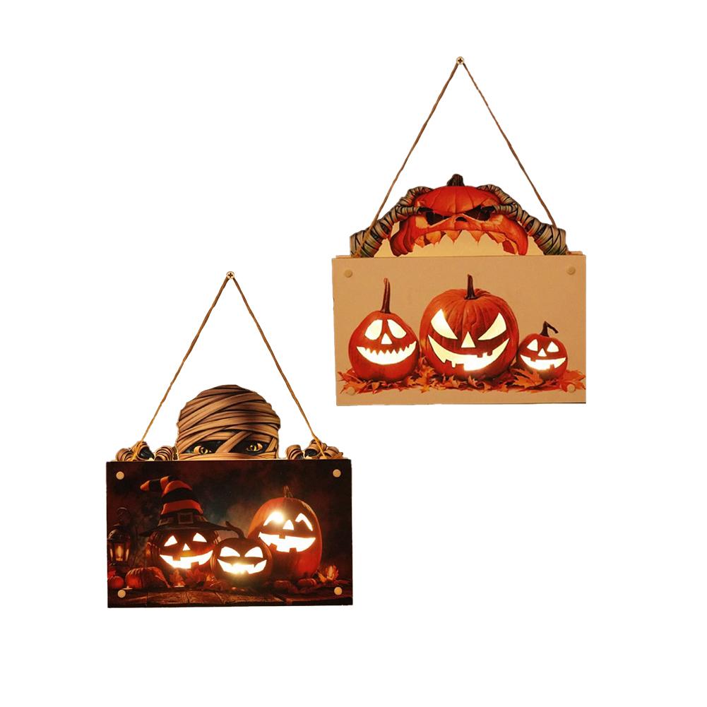Halloween Wooden Hanging Signs Pendant Led Night Light For Home Office School Party Haunted House