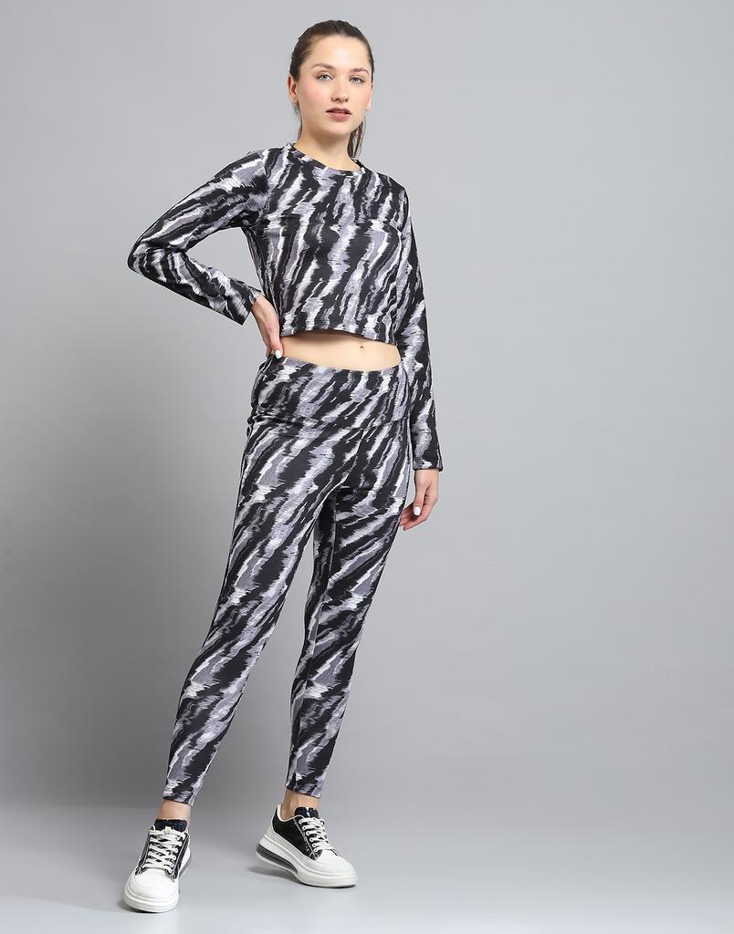 ROCK.IT From House of Monte Carlo Womens Printed Black Round Neck Full Sleeve Tracksuit