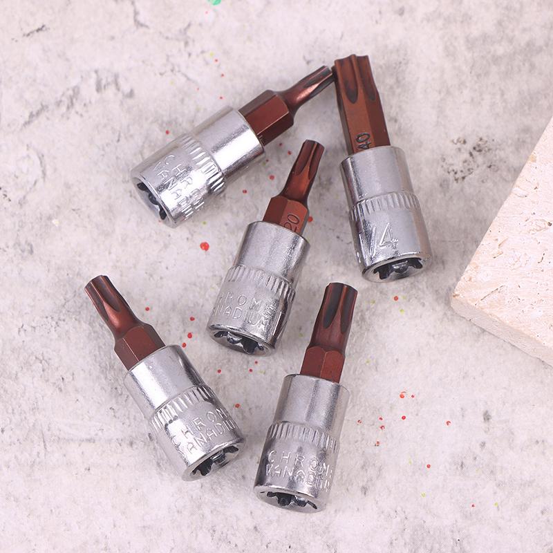 5 Pcs Torx Screwdriver Bits 1/4 Inch Drive Socket Head Tools T15 T20 T25 T30 T40 Socket Wrench Adapter Hand Tools