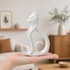 Yousheng 3D Printed Cat Figurine, Minimalist Elegant Sitting Cat Sculpture, Modern Animal Ornament for Home Office Desk Shelf Decor