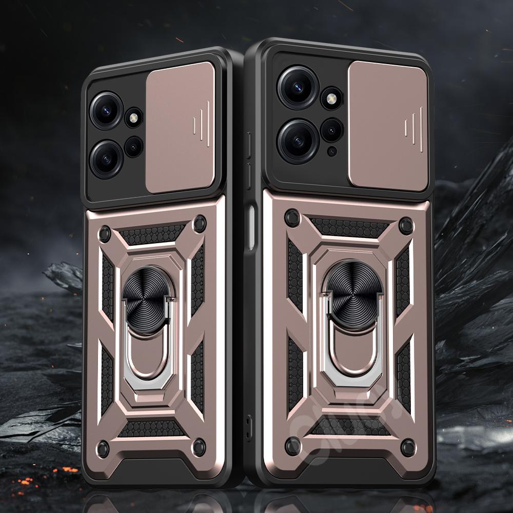 For Redmi Note 12 4G 5G Camera Shockproof Armor Case For Redmi Note 13 12 Pro Plus Car Magnetic Holder Ring Protect Cover