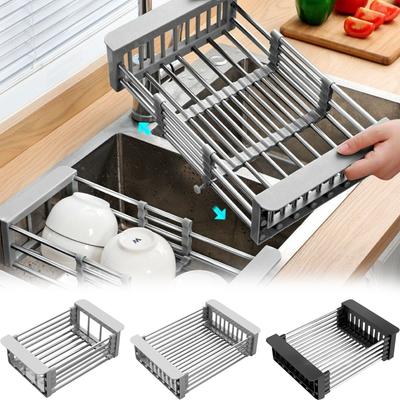 Kitchen Rack Sink Retractable  Basket For Washing Food And Vegetables,Home Use Dish Drying Rack