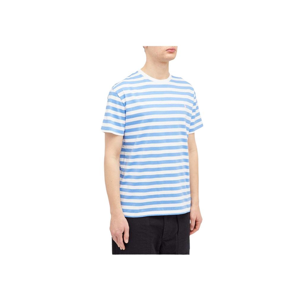 Polo Ralph Lauren Striped Logo Print Crew Neck Short Sleeve T-Shirt Men Tops Blue 710926999-002