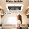 700*500mm RV LED Skylight, Rectangular Roof Window, Sunshade Mosquito-Proof Pneumatic Rod 70° Opening for Camper/Trailer
