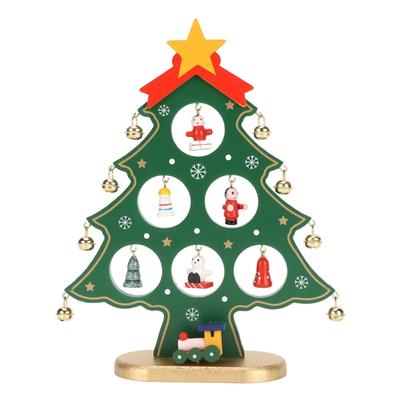 Tischdekoration Weihnachtsbaum aus Holz Desktop-Weihnachtsbaum mit Mini-Ornamenten für den Tisch