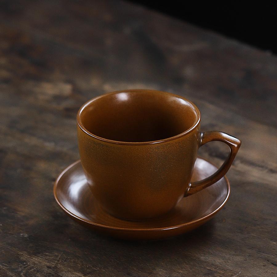 Vintage Crackle Glazed Ceramic Coffee Cup & Saucer Set For Latte Art, Afternoon Tea Cup & Saucer, Milk Tea Cup