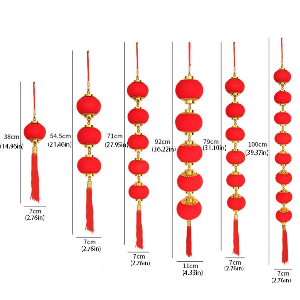 Chinese Style New Year Lantern String Fu Character Traditional Red Ball Lantern String Handmade with Tassels