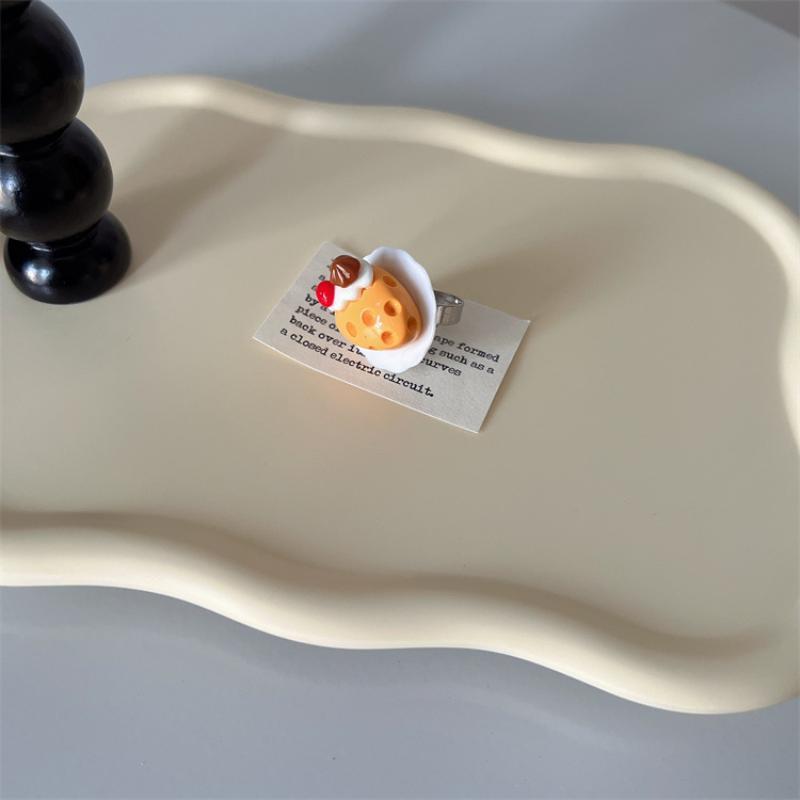 Cute 3D Food Dessert Shaped Resin Rings Adjustable Size Cartoon Design For Girls Daily Wear Party Cosplay Gifts