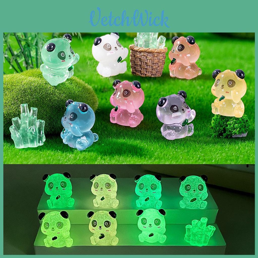 Adorable Resin Luminous Panda Figurines For Garden Decor In 7 Vivid Colors