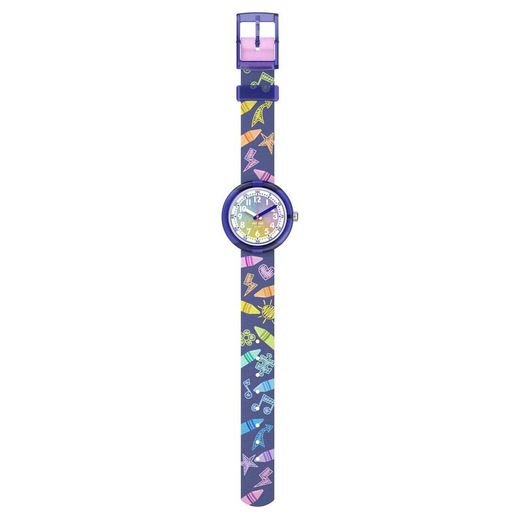 Swatch Flik Flak Rainbow Crayons FPNP173 Girls' Purple Watch
