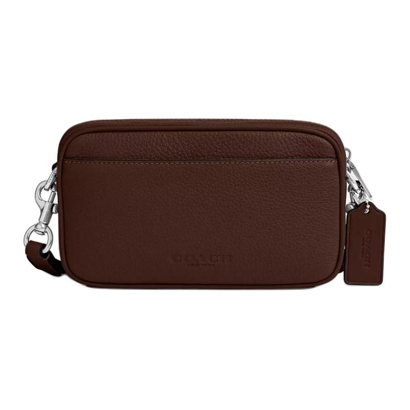 

COACH crossbody bag Jayden 19 Solid Color Logo Removable Shoulder Strap with Zipper Closure Exquisite Pebbled Leather and Smooth Calfskin Shoulder коричневый