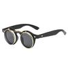 Double-Layer Flip-Up Round Steampunk Sunglasses - Retro European & American Trend
