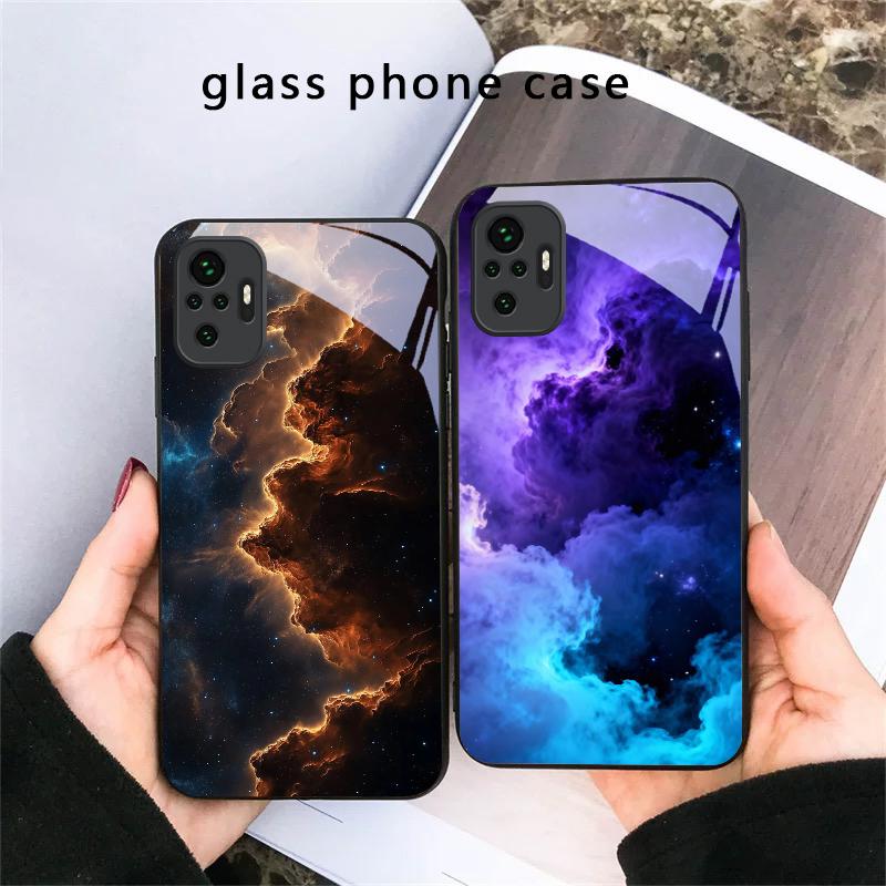 Heißes Orange-Gold-Farbe Für Redmi Note 14 Pro+ 13 Pro 8 9 9S 12S 10 Pro 11 12 13C 14C A3 12 13 K60 Ultra Schwarzes Glas Handyhülle