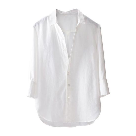 Męska koszula ze stójką, casualowa, w jednolitym kolorze, zapinana na guziki, z mieszanki bawełny, z długim rękawem, do biura, na ulicę