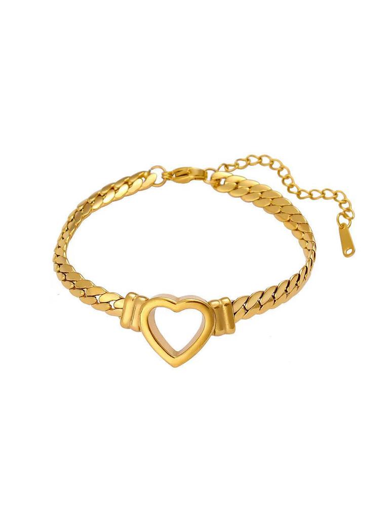 1 Piece Fashion Gold-plated Waterproof Stainless Steel Zircon Luxury Heart Shaped Chain Necklace Birthday Gift for Friends Mom