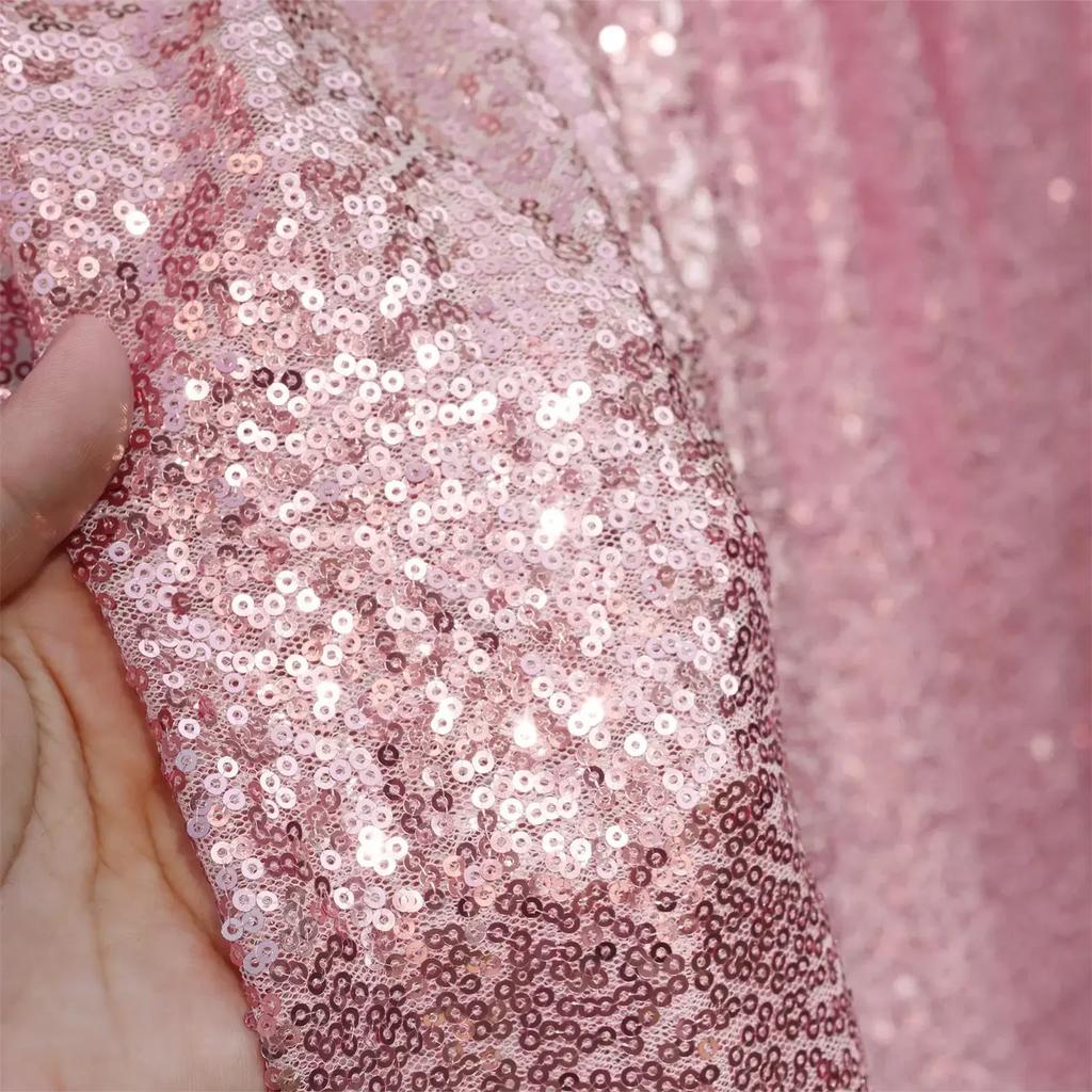 Light Gold Sequin Table Skirt Tablecloth Glitter Sparkly Shimmer Rectangle Table Covers for Birthday Party Event Wedding Decor