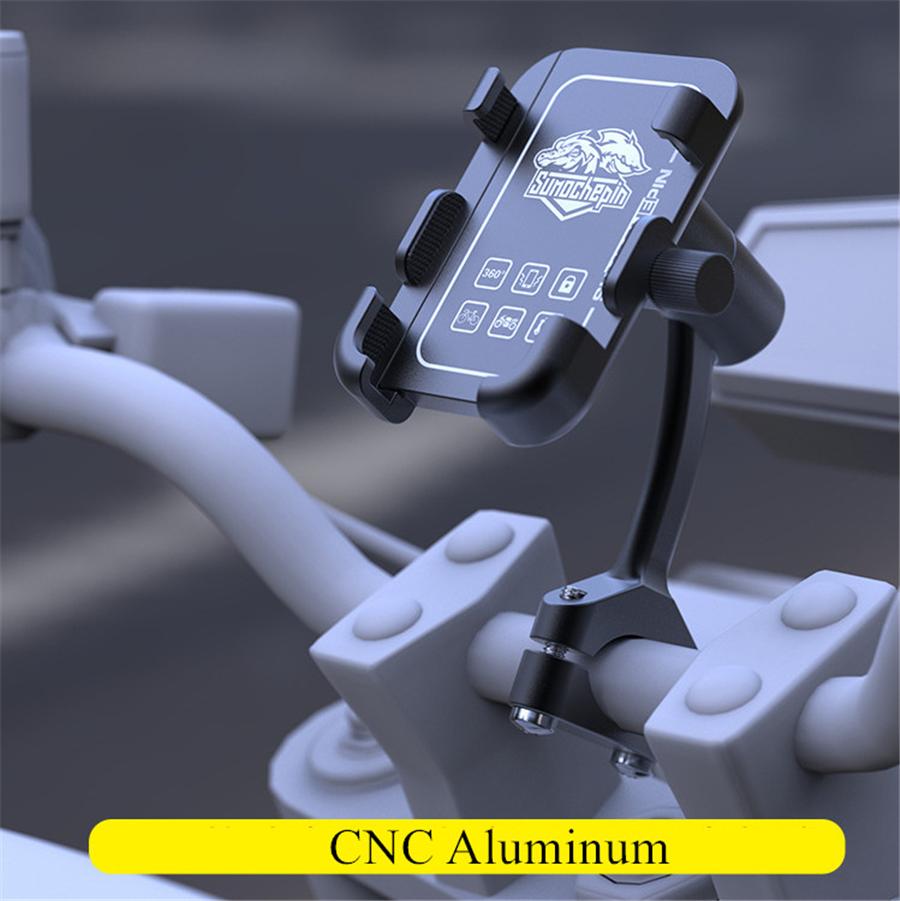 360 Degree Universal Bike CNC Aluminum Alloy Motorcycle Motorbike Handlebar Phone Holder Stand Mount For iPhone Xiaomi Samsung