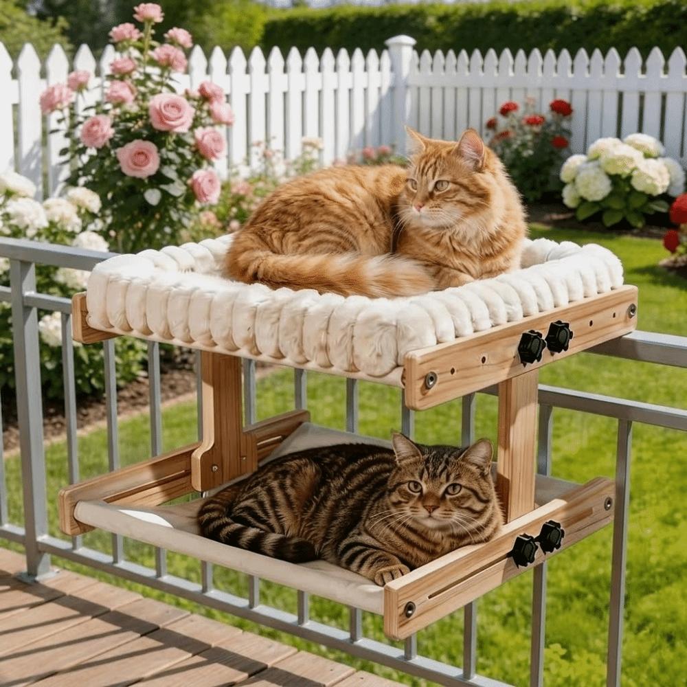 Recliner Cat Paw Board Adjustable Cat Window Perch Cushion Detachable Cat Hammock Wooden Frame Cat Perch Hammock Bedroom