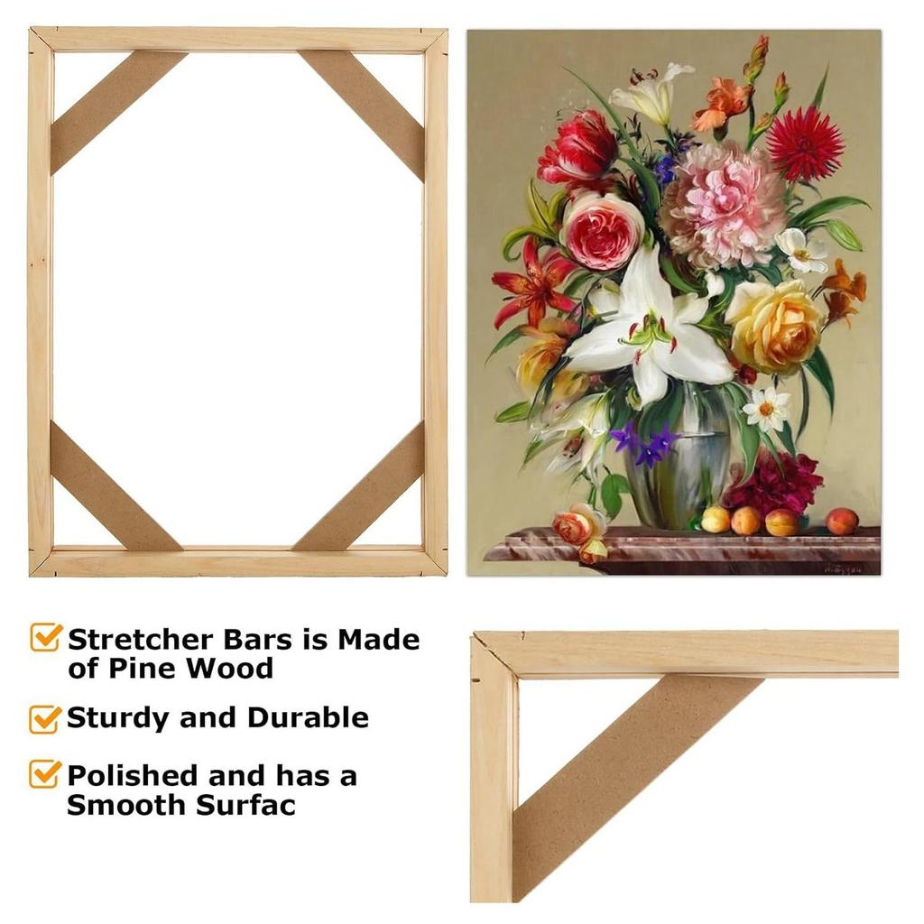 2 Set DIY Solid Wood Canvas Frame Kit 16X20 Inch Canvas Frame Stretcher Bars Wood for Oil Paintings Prints and Posters Easy to Use