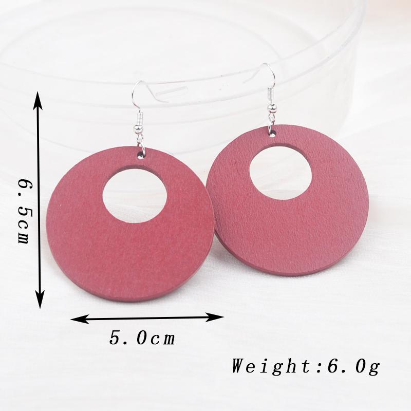 Bohemian Hohl Große Runde Hängende Ohrringe für Damen Geometrie Holz Ohrhänger Hochzeitsparty Trendiger Vintage Haken Schmuck Geschenk