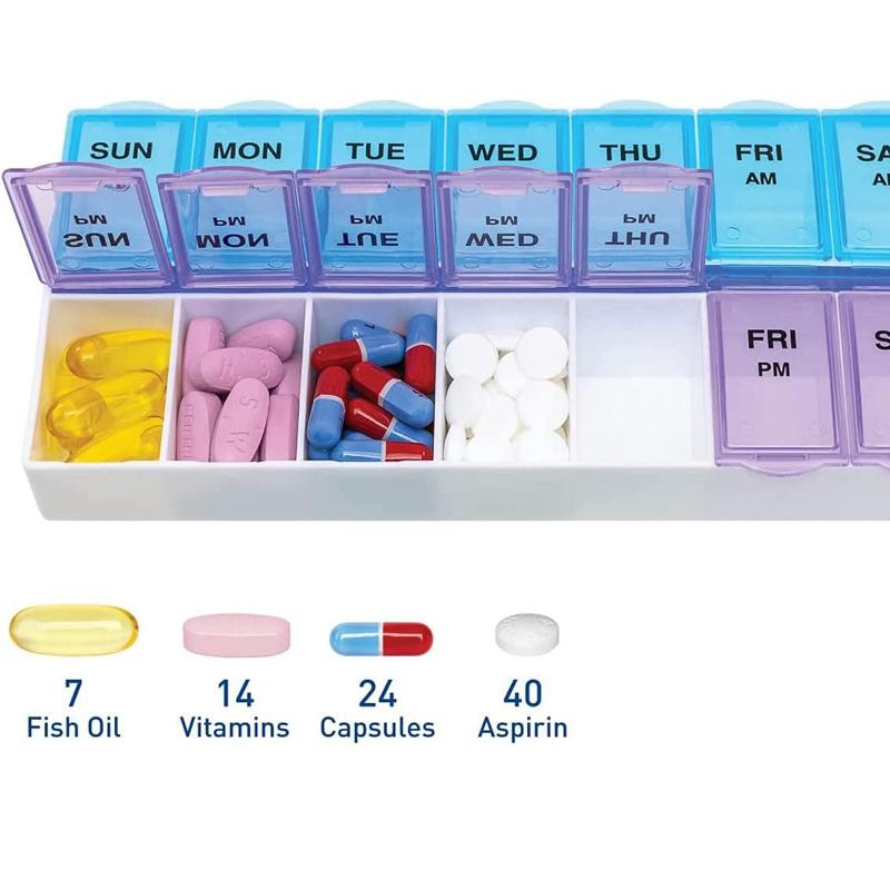 

Double Compartment Portable Pill Case, PP Plastic with Lid. 14.5x7cm, Compact, for Travel, Car, Organizer United States