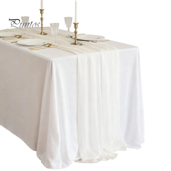 Heat Resistant Table Runner Sheer Flowing Runner, Chiffon Wedding Elegant Solid Color Durable for Dining Home Bridal Shower Party Decor Decorative