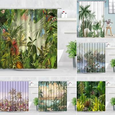 Tropical Paradise Shower Curtain, Exotic Plants & Animals, Waterproof for Bathroom Decor, Enhance Home with Nature's Beauty