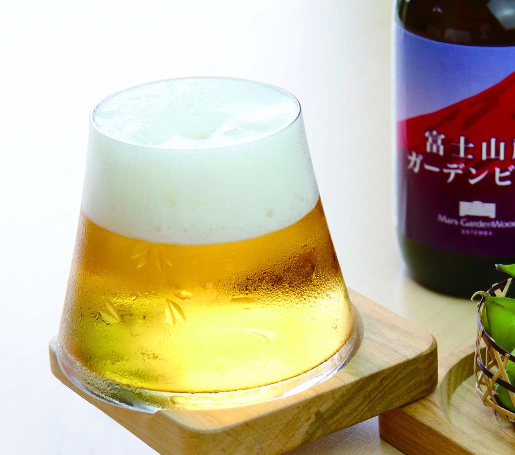 Premium gift set - Sakura Mt. Fuji rocks glass Mt. Fuji Hoei glass (Sakura) with wooden coaster