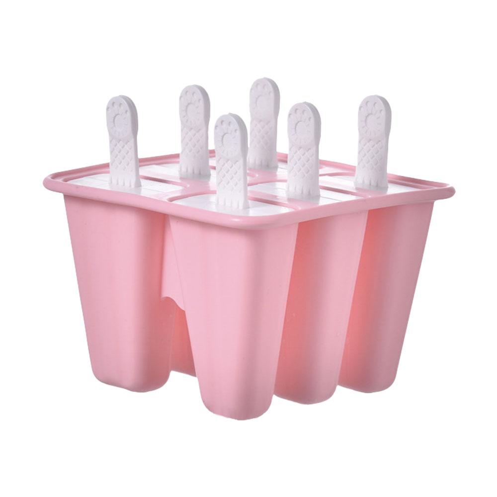 Silicone Ice Cream Mould Block 6 Cavity Frozen Molds Icy Pole Jelly Popsicle Mold with Reuseable Sticks Kitchen Accessories