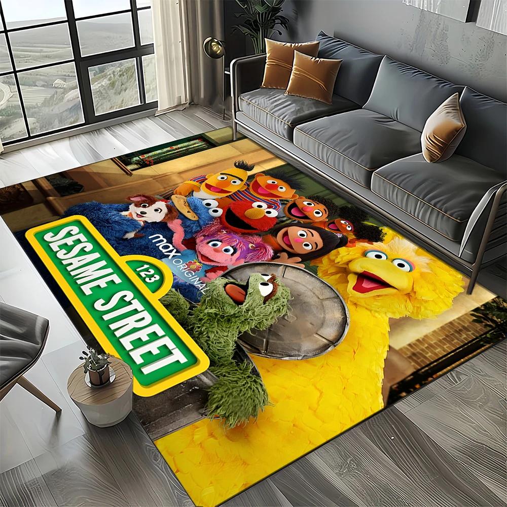 2025 New Style Sesame Street Cartoon TV Carpet Rug for Living Room Bedroom Home Sofa Decoration,Kids Play Non-slip Floor Mat