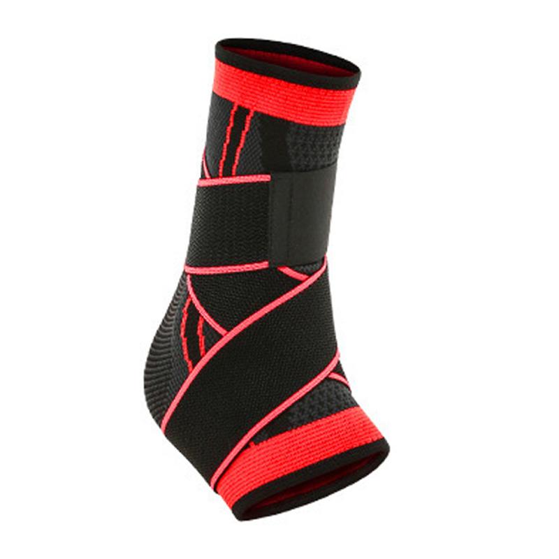 

3D тканый бандаж на лодыжку с ремнем под давлением, баскетбольный тренажерный зал, спортивный бадминтон, эластичная дышащая поддержка лодыжки Free Size красный