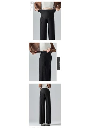 Spring 2025 Maternity Wide-Leg Pants: Adjustable Tummy Support, Casual Straight-Leg Fit Suitable as Outerwear.