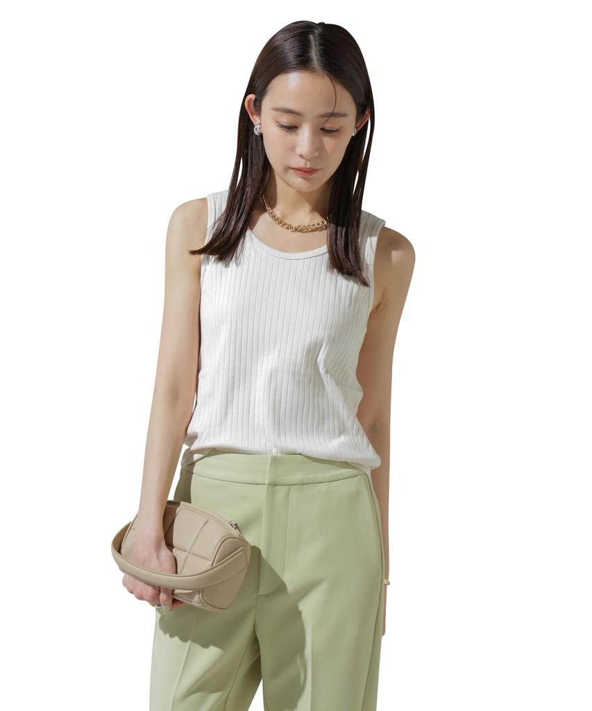 Nano Universe Ribbed Tank Sweat Size Ivory Anti-Soaked Top, Women's, Stain-Resistant T-Shirt, S,