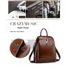 Leather Backpack Oil Wax Cowhide Backpack Women's Retro Schoolbag