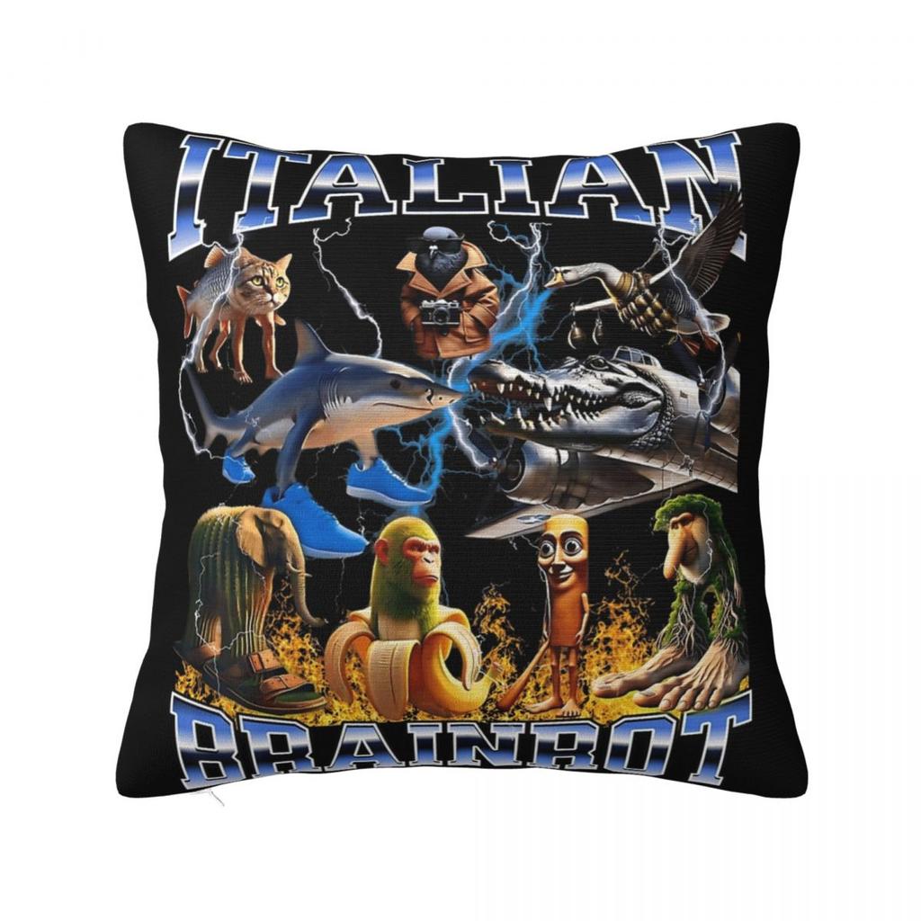 Bombardiro Crocodilo Tralalero Tralala Square Pillow Cases Italian Brainrot Cushion Covers Decorative Pillowcase for Home 18