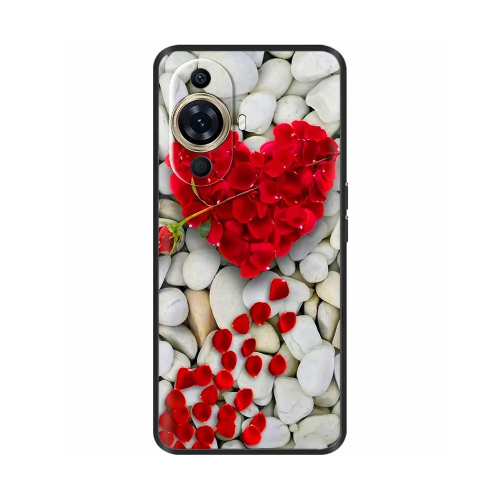 For Huawei Nova 11 Case Cute Heart Flower Painted Cover Silicone Phone Case For Huawei Nova 11i Nova11 Pro Nova 11 Ultra Bumper