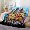 Cartoon Digimon Decoration Flannel Thin Blanket Animated Pattern Air Conditioner Quilt Portable Home Travel Office Blanket