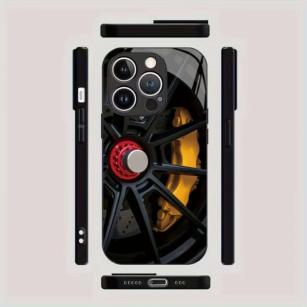 Wheel tempered glass mobile phone case suitable for iPhone 17/16/15/14/13/12/11Pro Max all-inclusive anti-fall back cover HD