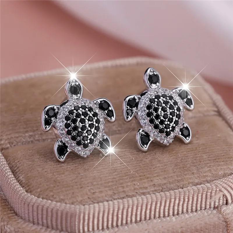 

Gothic Niche Design Turtle Earrings Women s Fashion Delicate Sparkling Set Zirconia Holiday Party Accessory Gift