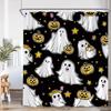 Horror Halloween Shower Curtain Forest Dead Trees Tombstone Crow Black Cat Skeleton Bath Curtains Home Bathroom Decor with Hooks