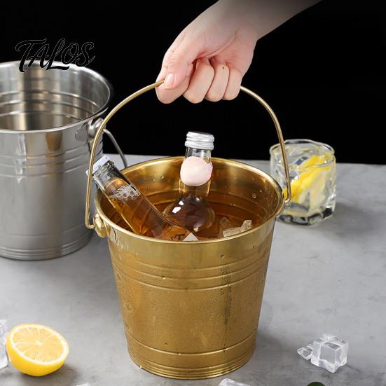 Stainless Steel Ice Bucket, with Handle Portable Beverage Tub, Mirror Polished Durable Ice Tub, for Bars Parties KTV Beverage Cooler