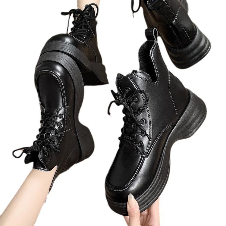 Big Head Martin Boots Women's British Style 2025 Spring and Autumn Single Boots European Thick-soled Fried Street V-mouth Skinny and Naked Short Boots