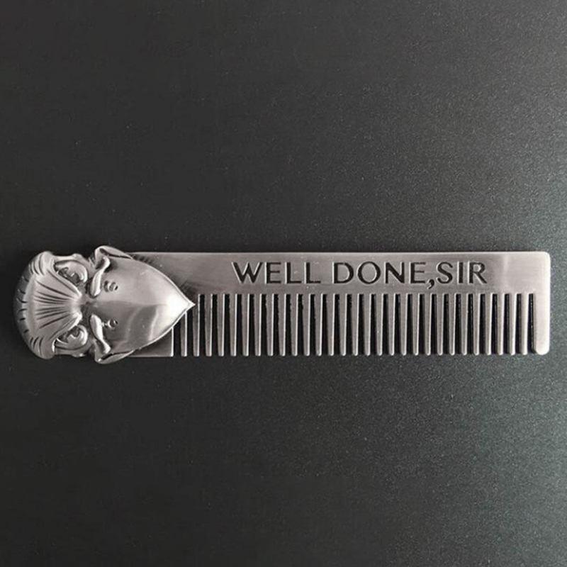 Premium Stainless Steel Beard Comb Fine Tooth Scalp Grooming Tool for Dandruff Removal Portable Men Hair Styling
