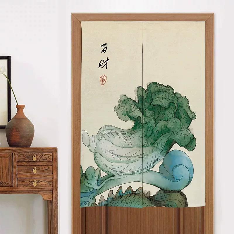 Chinese Half Door Curtain for Kitchen Bathroom Bedroom Partition Windproof Decorative Hanging Screen