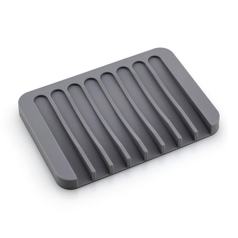 

Silicone Soap Dish Tray Holder Anti-slip Waterproof Anti-drop Soap Rack Plate Container Bathroom Accessories Storage Organizer темно серый