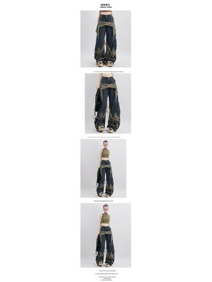 Unisex Retro Loose-Fit Raw Edge Wide-Leg Jeans for Autumn